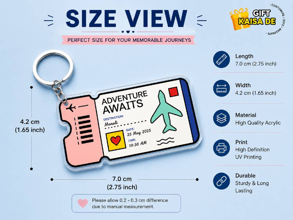 Customized Travel Boarding Pass Keychain | Personalized Adventure Ticket Acrylic Keychain | Custom Travel Gift view 2