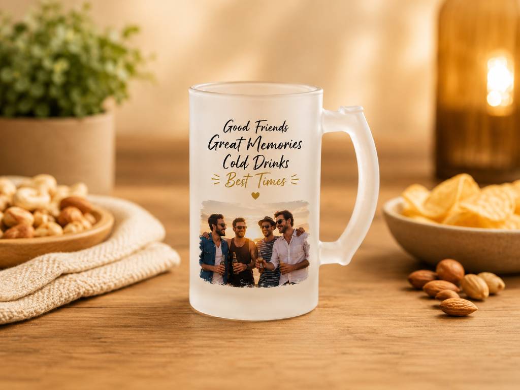🍺 Personalized Frosted Beer Mug – Custom Name, Logo & Photo Printing