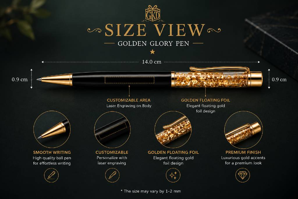 Golden Glory Personalized Floating Foil Pen – Custom Name Engraved Luxury Signature Pen view 2