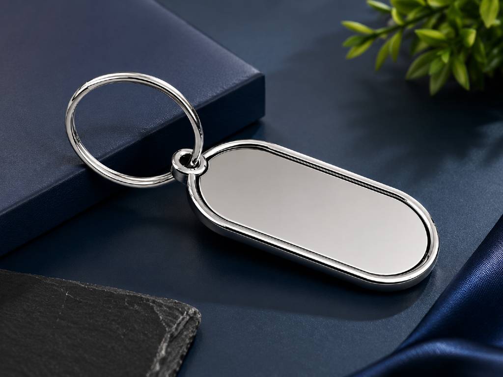 Sleek Metallic Keychain | – Premium Oval Engraving Tag