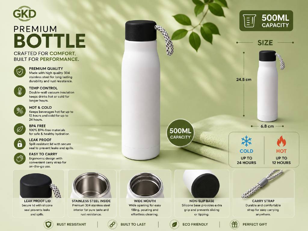 ThermoTrail Bottle premium white - with engraved name view 2