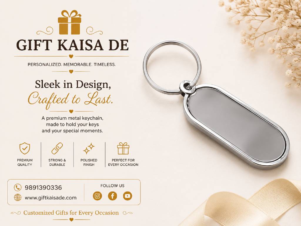 Sleek Metallic Keychain | – Premium Oval Engraving Tag view 5