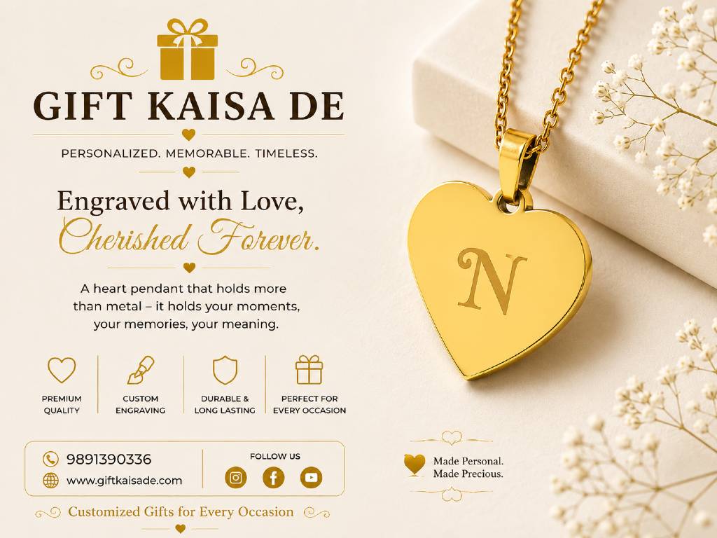 Personalized Heart Pendant Necklace (Custom Engraved) view 5