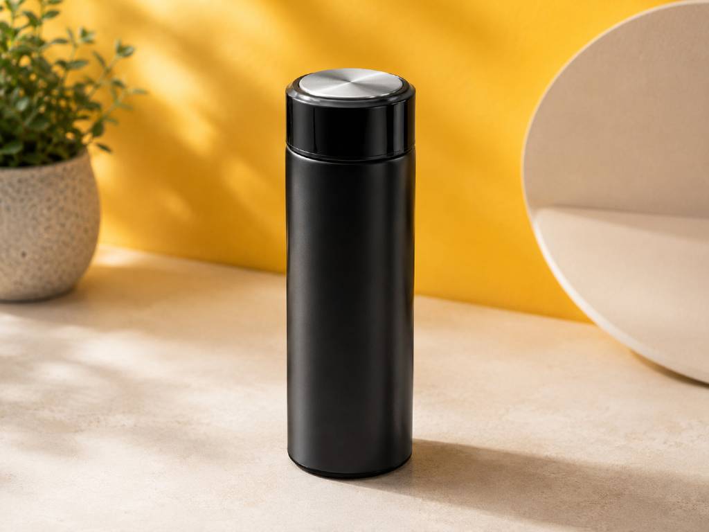 Sleek Black Stainless Steel Vacuum Flask – 500ml