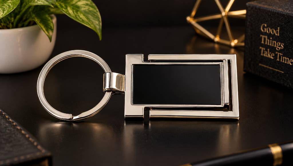 Customised Premium 2-in-1 Metal Keychain & Mobile Phone Stand | Personalized Engraved Key Ring