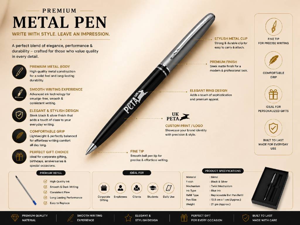 PETA UK Signature Vegan Pen | Premium Cruelty-Free Writing Pen view 3