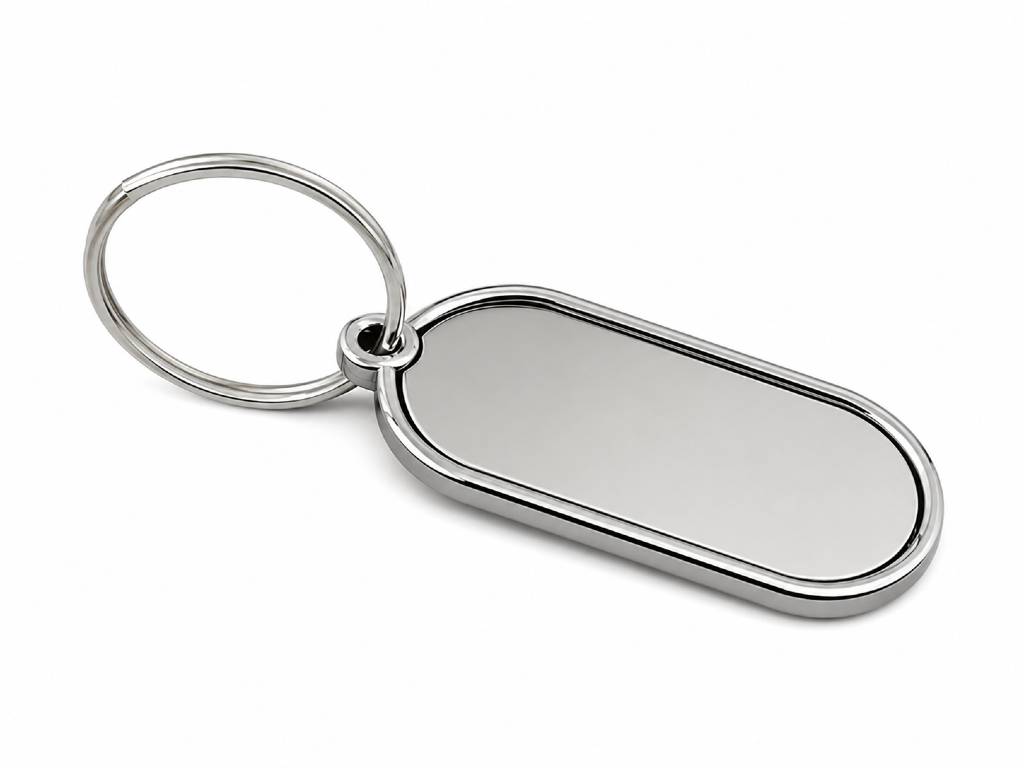 Sleek Metallic Keychain | – Premium Oval Engraving Tag view 2