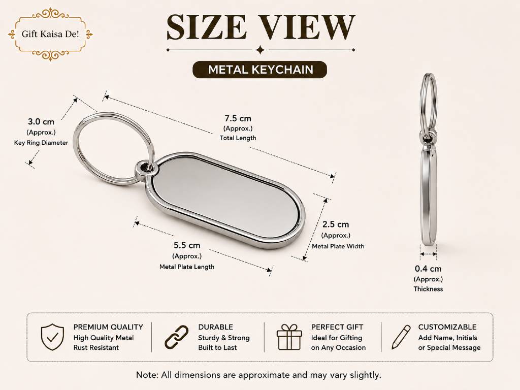 Sleek Metallic Keychain | – Premium Oval Engraving Tag view 3