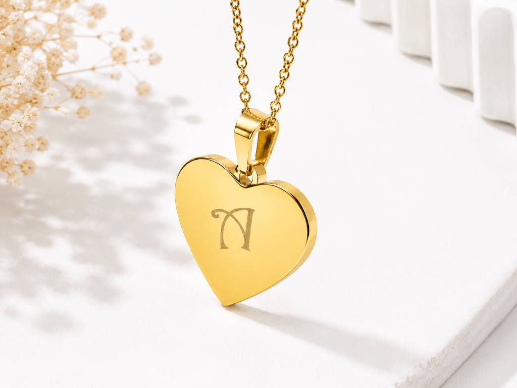 Personalized Heart Pendant Necklace (Custom Engraved)