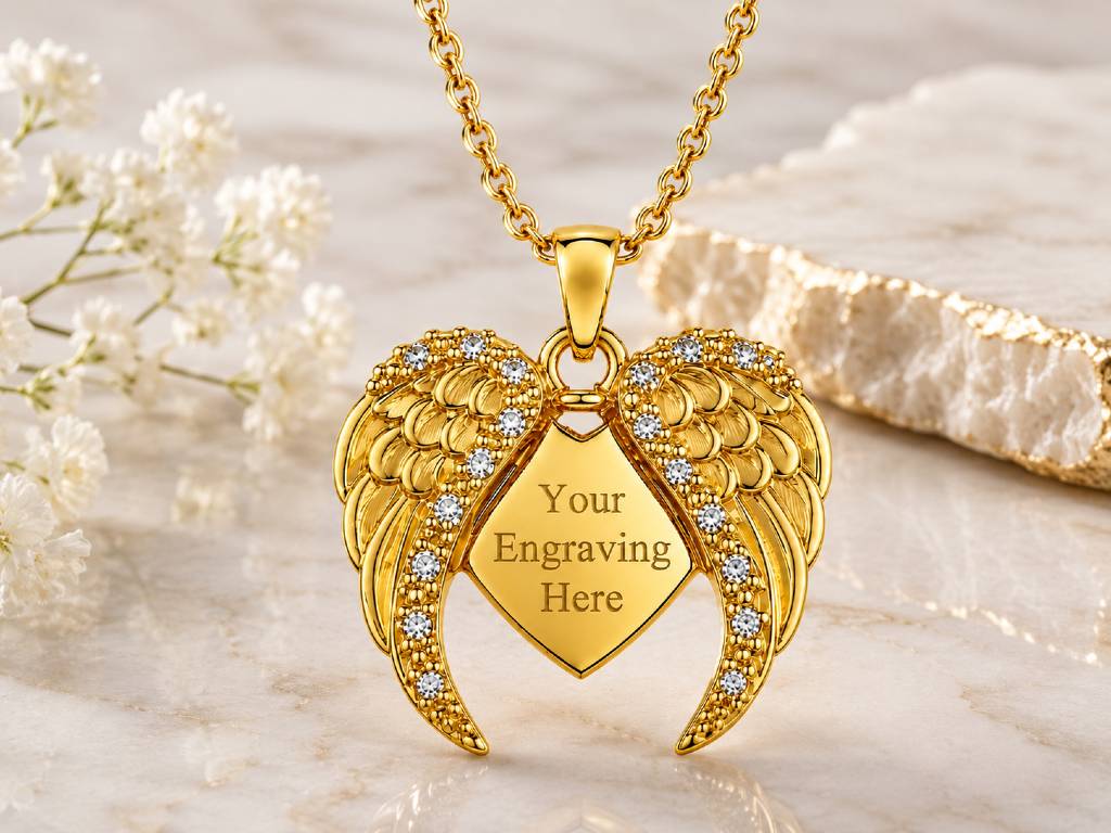 Wings of Love Necklace gold   with engraved name