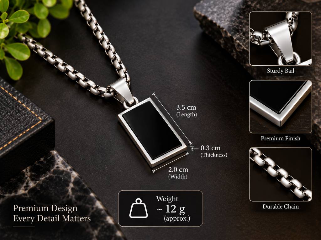 Personalized Black & Silver Stainless Steel Name Locket with Chain | Custom Engraved Pendant Necklace for Men & Women view 3