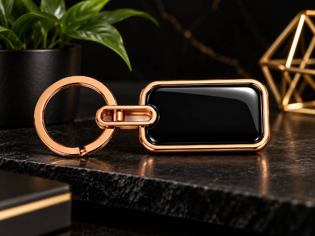 Premium Personalized Precious Keychain | Black & Rose Gold Metal Keychain | Custom Name, Logo & Message Key Ring