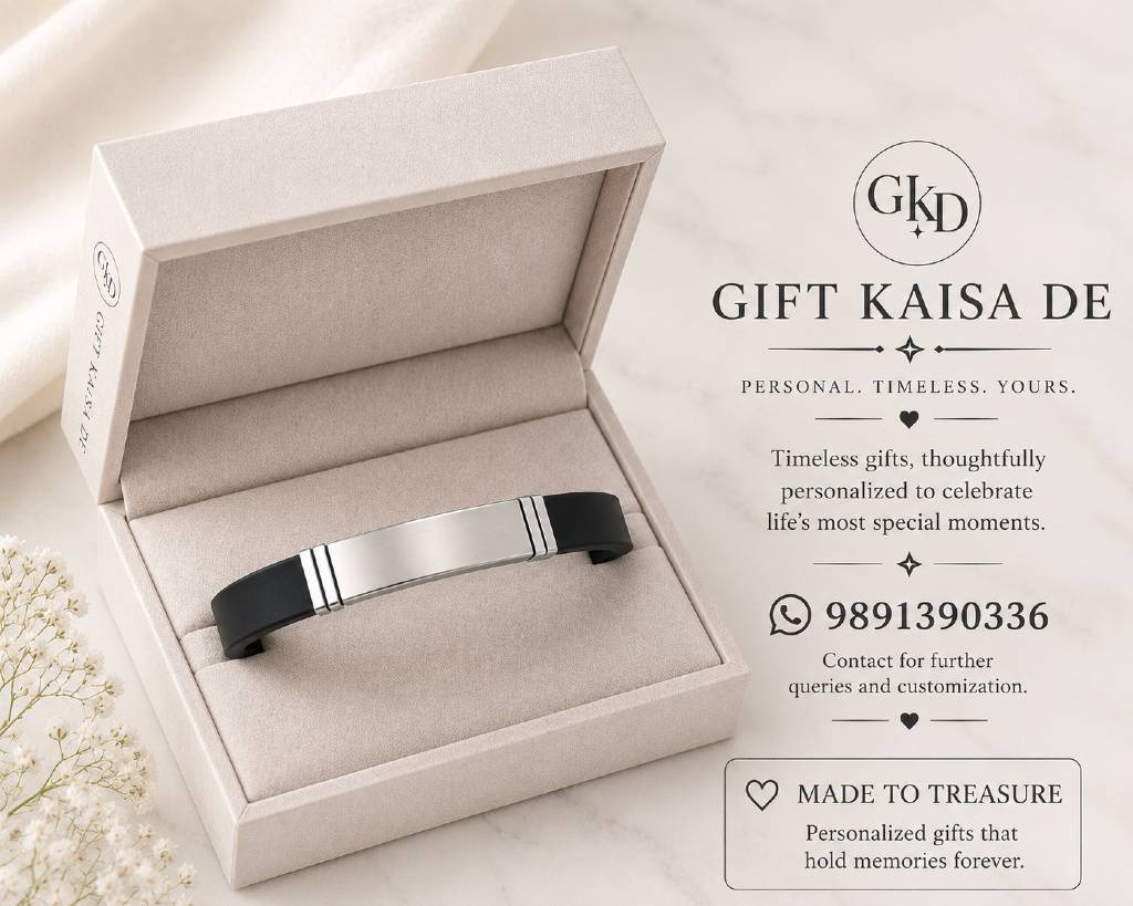 Custom Laser-Engraved Minimalist Bracelet – Stainless Steel & Premium Black Band, Adjustable Sleek Wristwear view 3