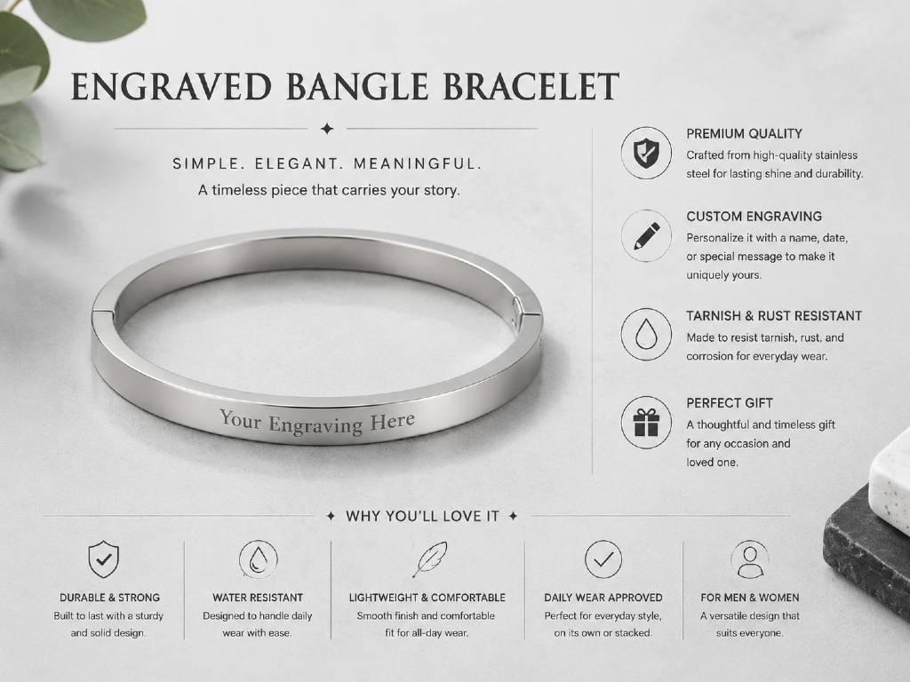 Personalized Engraved Name Bracelet – Sleek & Modern Wristwear view 3