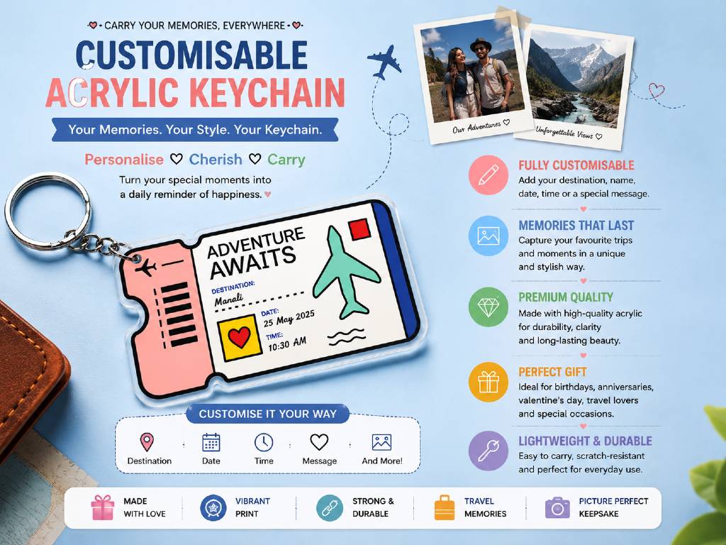 Customized Travel Boarding Pass Keychain | Personalized Adventure Ticket Acrylic Keychain | Custom Travel Gift view 3