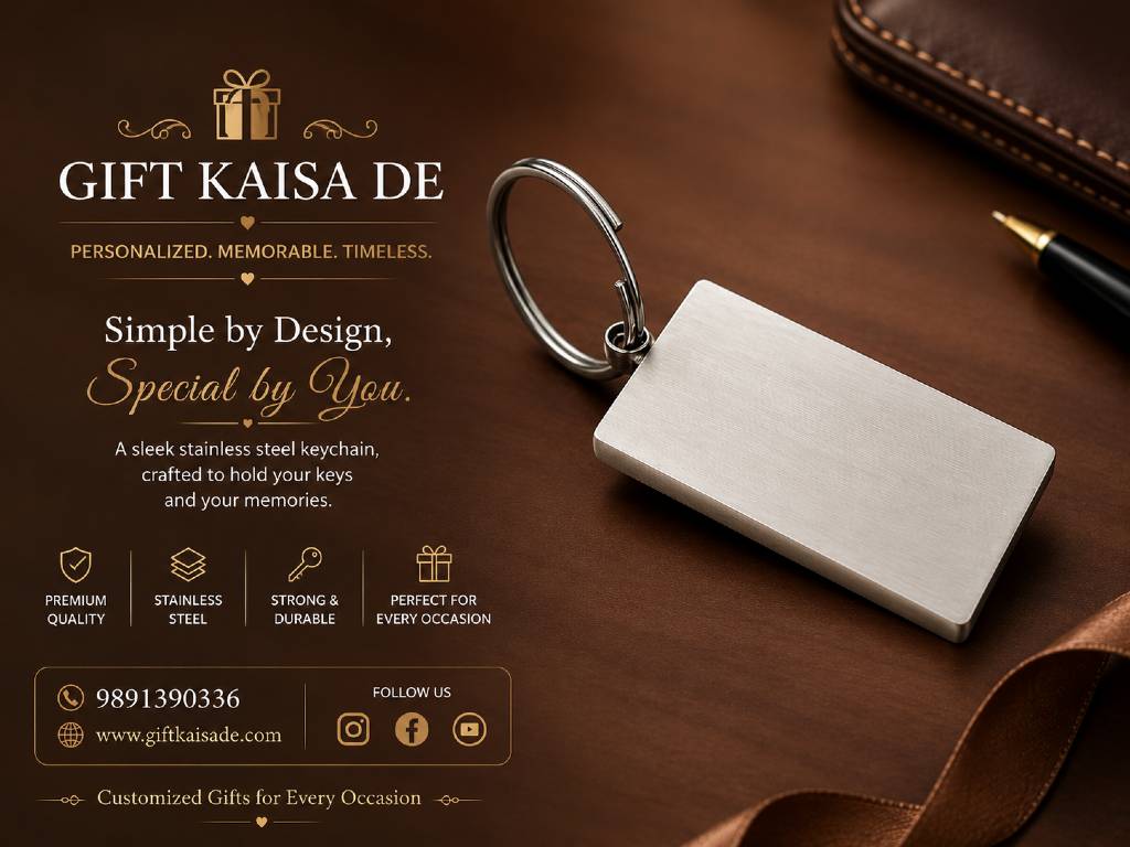 Personalized Wooden Rectangle Keychain | Custom Name & Logo Engraved Wooden Keychain view 5