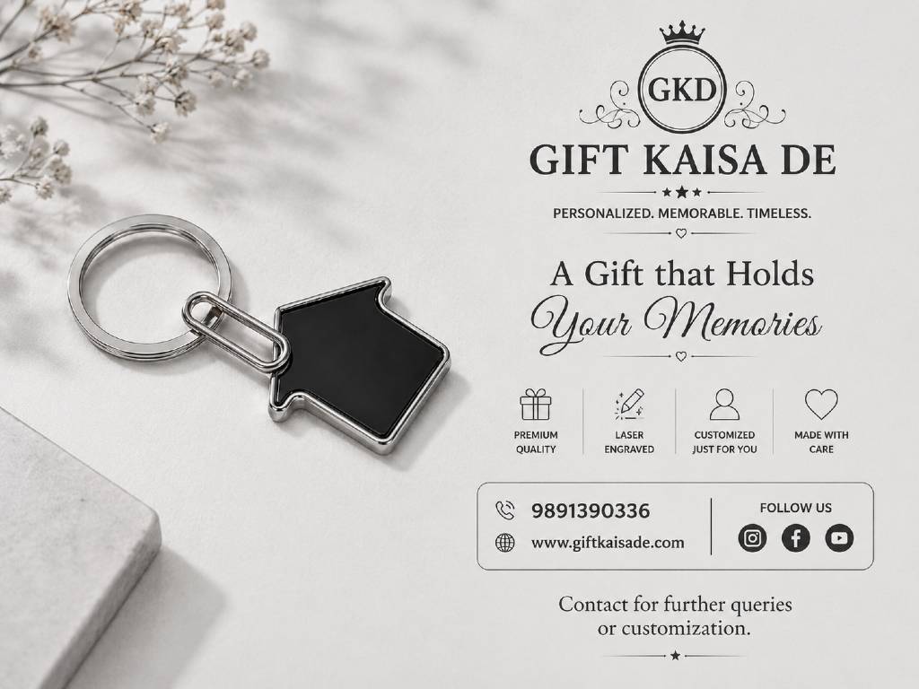 Bright Home Sleek Metallic Keychain | – Premium Oval Engraving Tag view 5