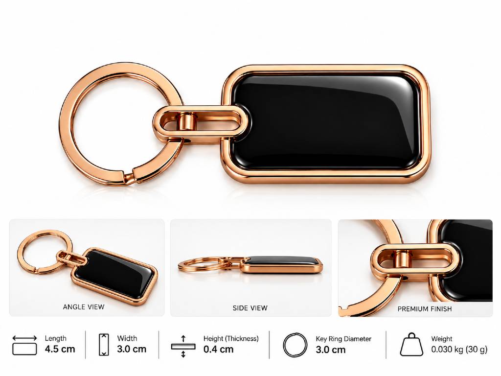 Premium Personalized Precious Keychain | Black & Rose Gold Metal Keychain | Custom Name, Logo & Message Key Ring view 3