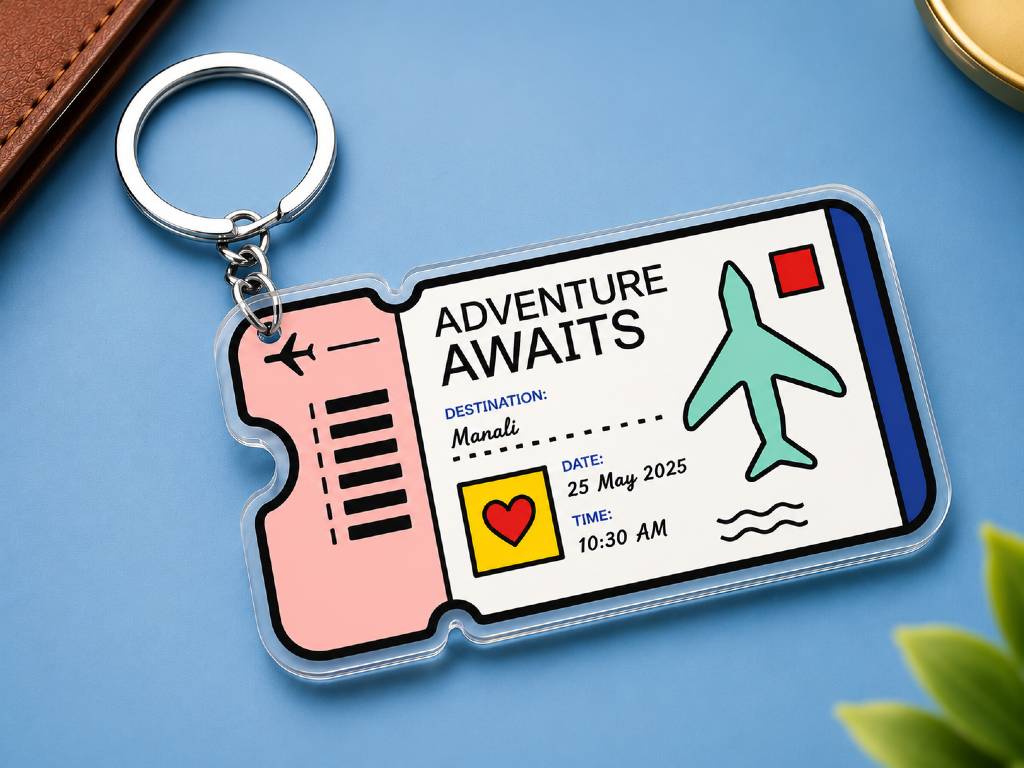 Customized Travel Boarding Pass Keychain | Personalized Adventure Ticket Acrylic Keychain | Custom Travel Gift