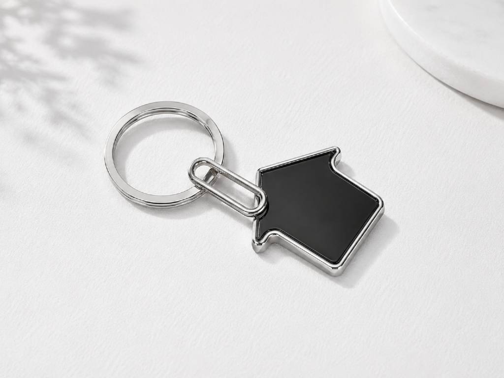Bright Home Sleek Metallic Keychain | – Premium Oval Engraving Tag