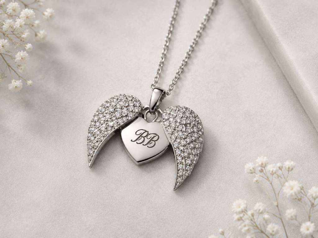 Wings of Love Necklace  with engraved name