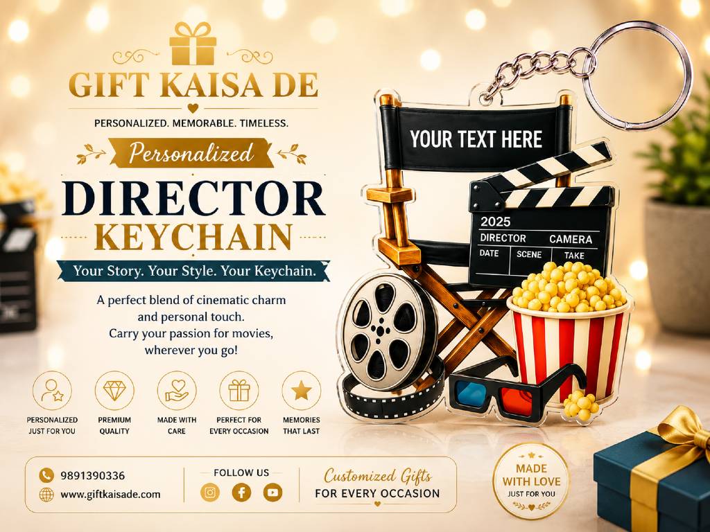 Customized Movie Director Clapboard Keychain | Personalized Film Reel & Popcorn Acrylic Keychain | Custom Name Keyring Gift view 4