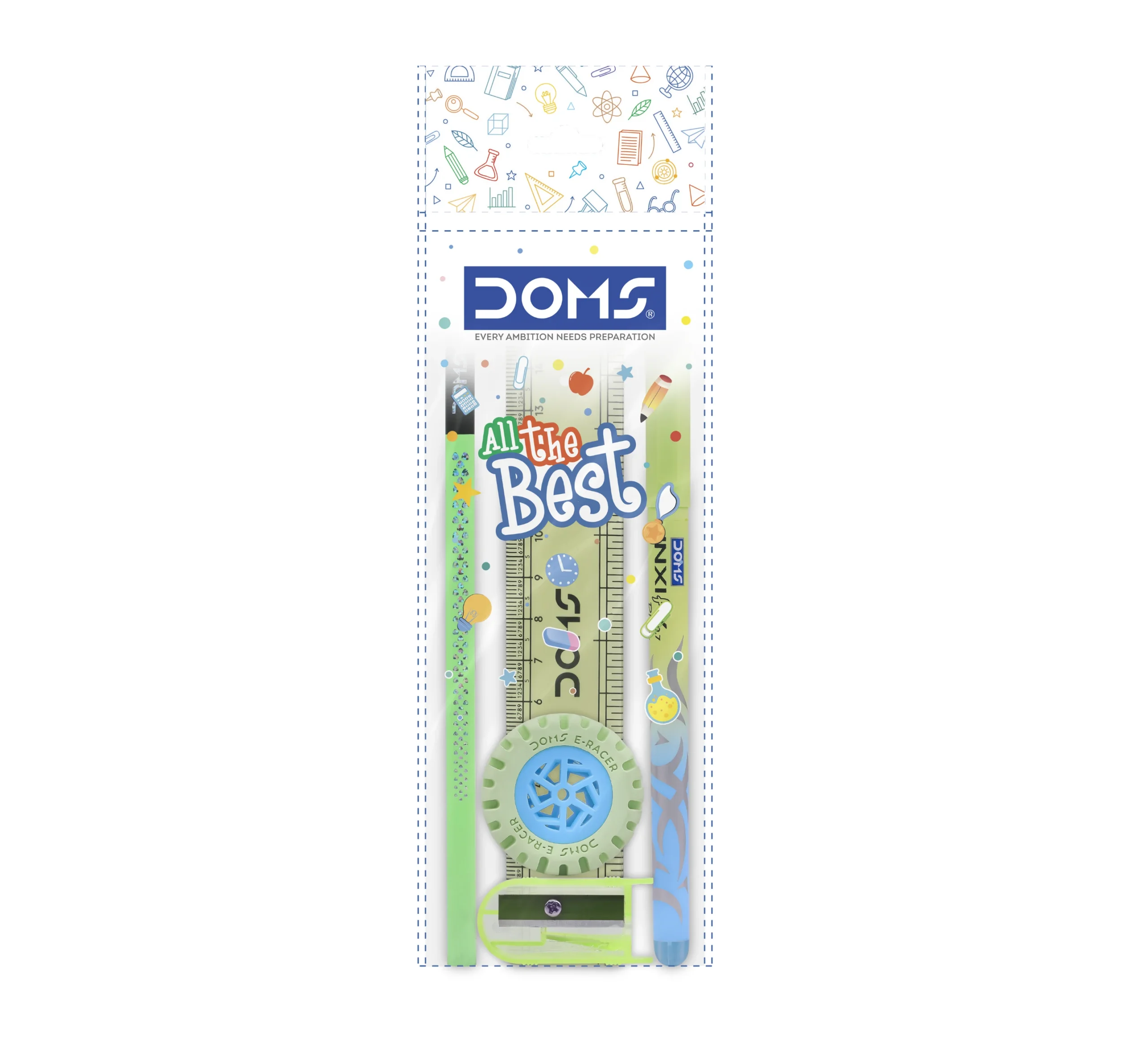 DOMS All The Best Kit | 5-Piece Stationery Set for Kids