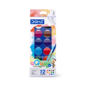 DOMS Aqua Colour Cakes 12 Assorted Shades with Brush